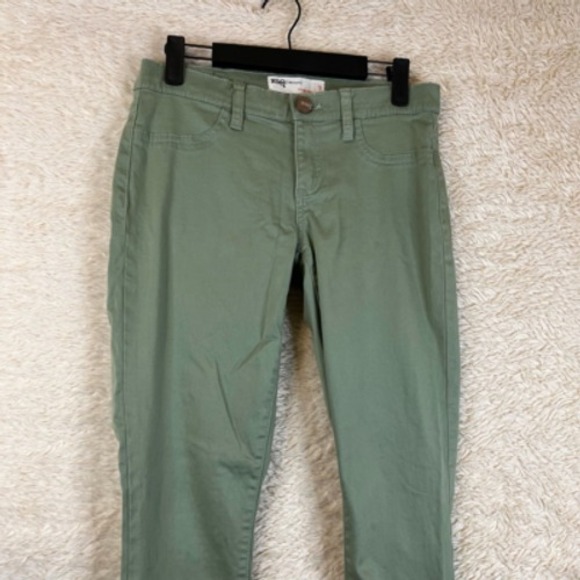 Rsq‎ Womens Miami Jeggings Green Pockets Ankle Zipper Flat Front Denim Juniors 7 - Picture 2 of 12